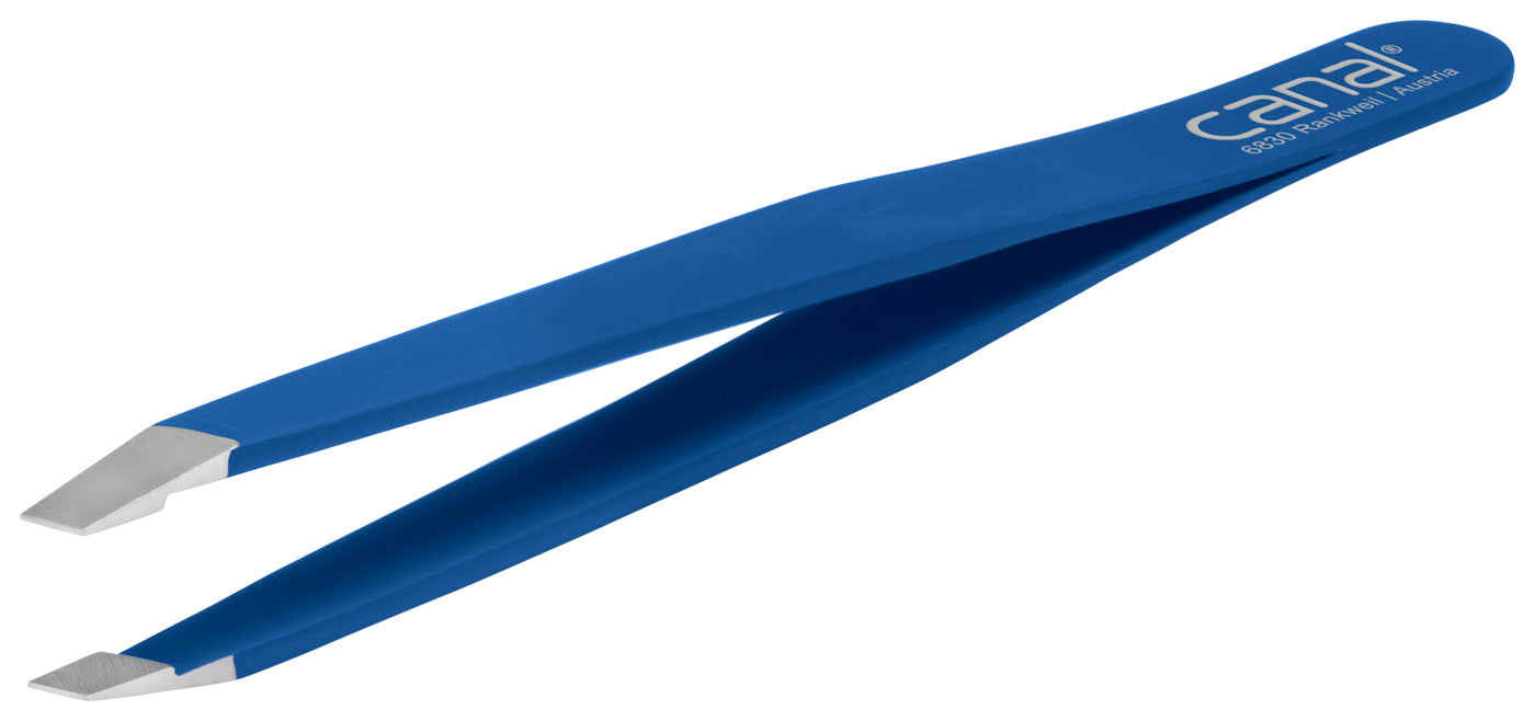 CANAL Haarpinzette schräg rostfrei dunkelblau – 90 mm